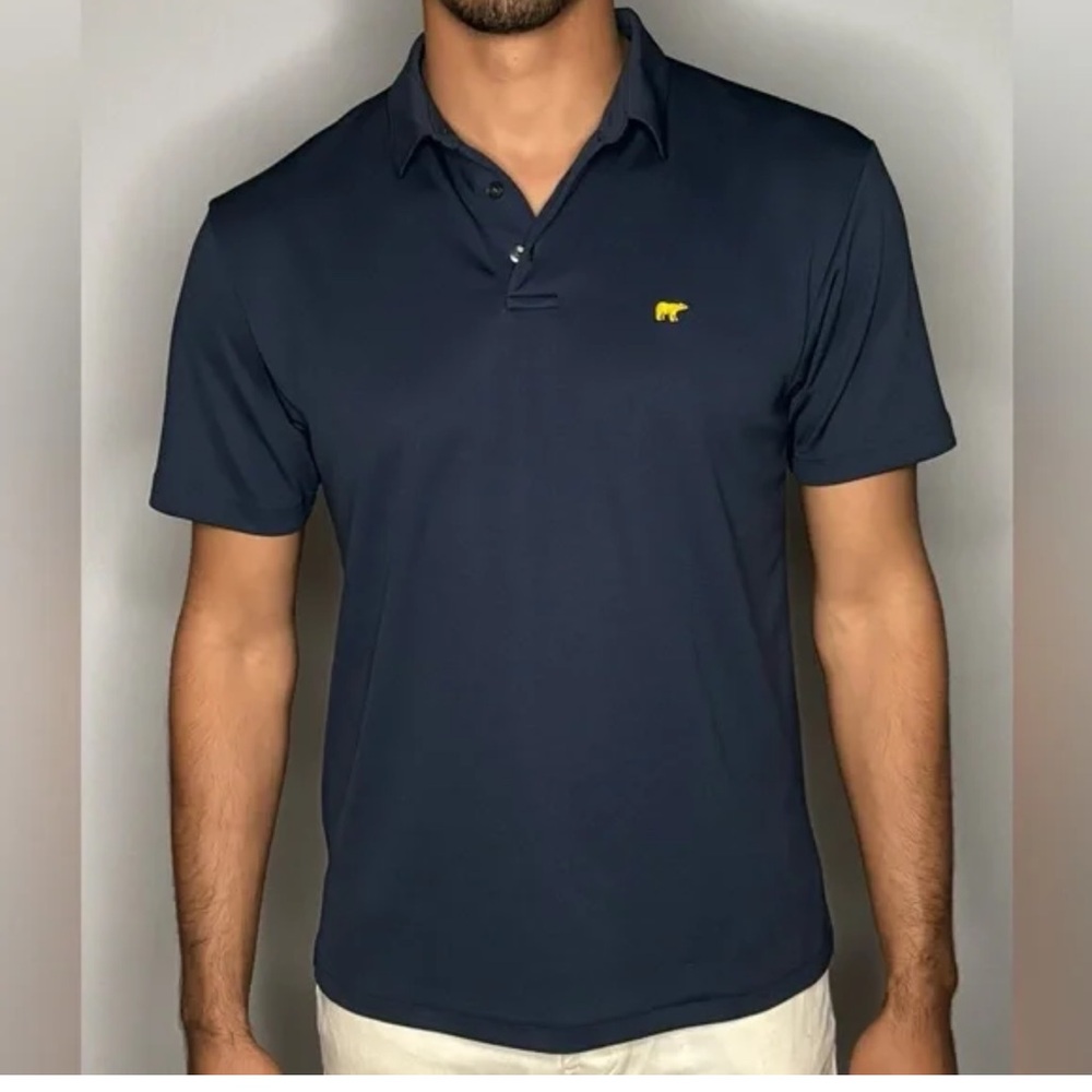 Jack Nicklaus Men's Short Sleeve Solid Black Golden  Golf Polo Shirt  Size Large